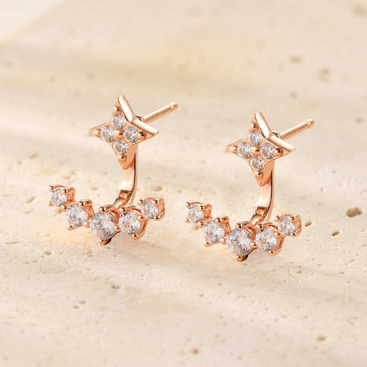 Boucles d’oreilles Ear Jacket Étoiles Sterling Argent